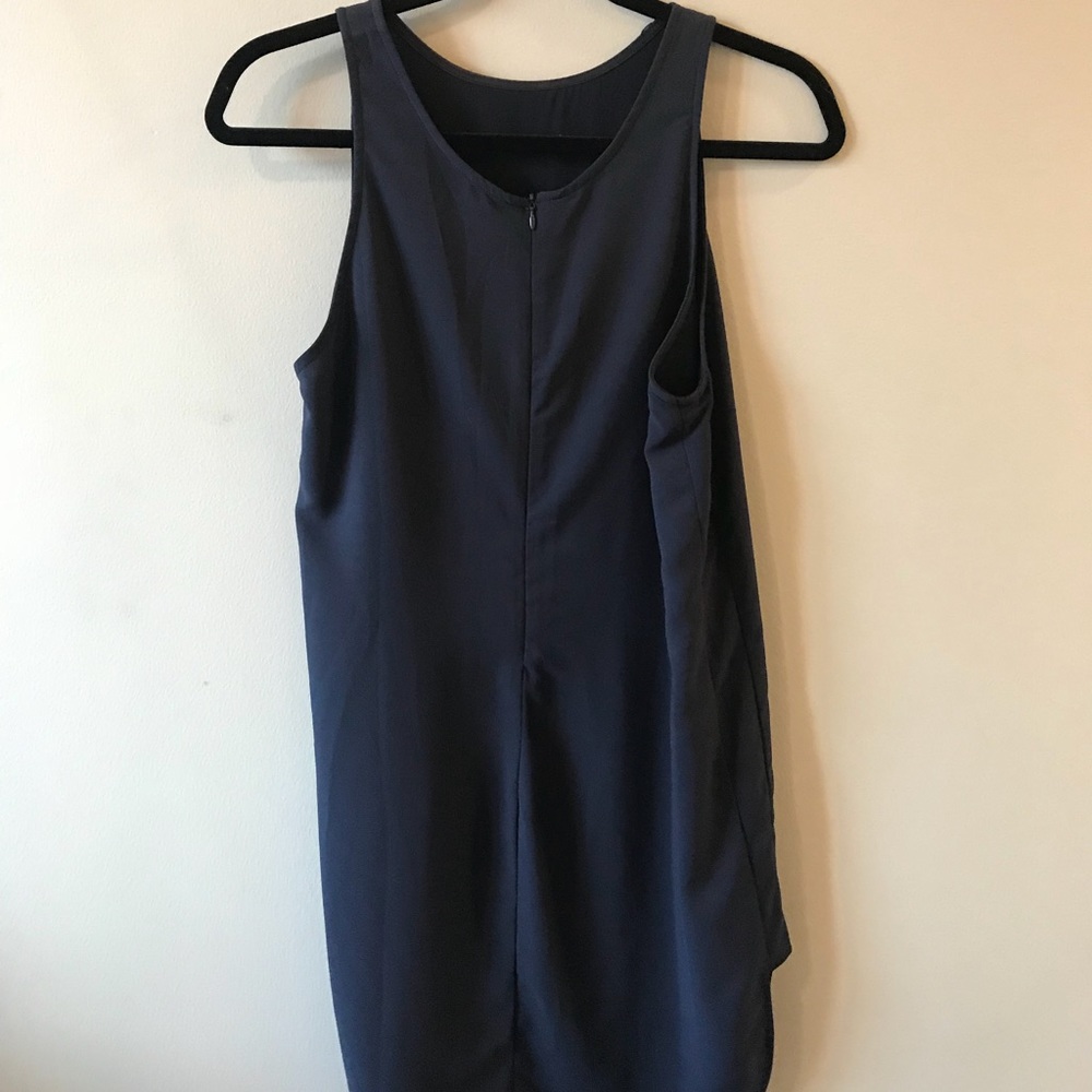 High low, Navy dress with high neck